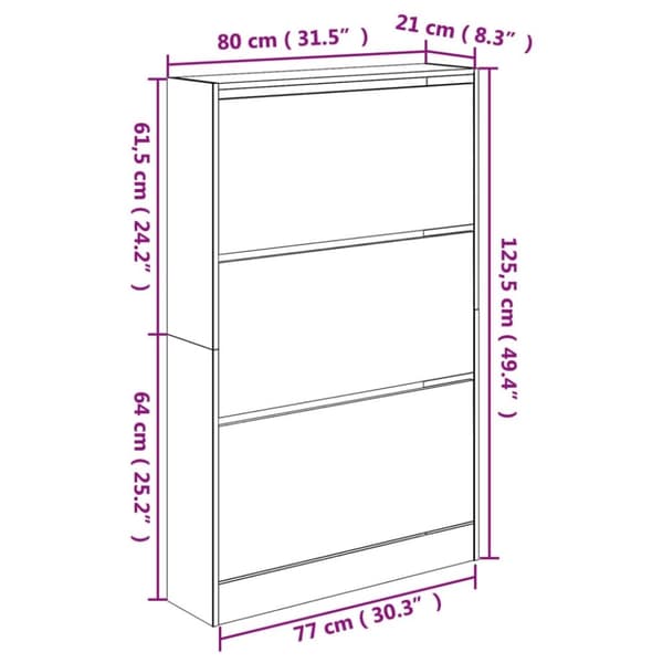 vidaXL skoreol 80x21x125,5 cm konstrueret træ hvid