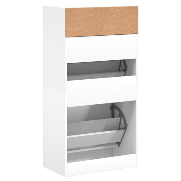 vidaXL Skohylle hvit 60x34x116 cm konstruert tre