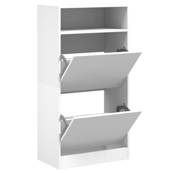 vidaXL Skohylle hvit 60x34x116 cm konstruert tre