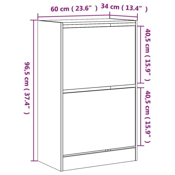 vidaXL Kenkäkaappi ruskea tammi 60x34x96,5 cm tekninen puu