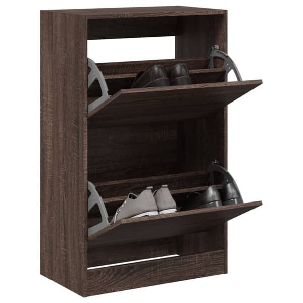 vidaXL Kenkäkaappi ruskea tammi 60x34x96,5 cm tekninen puu