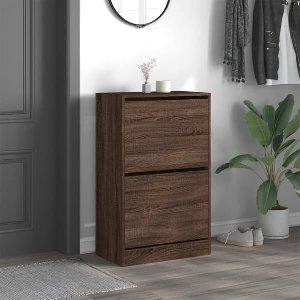 vidaXL Skohylla brun ek 60x34x96,5 cm konstruerat trä