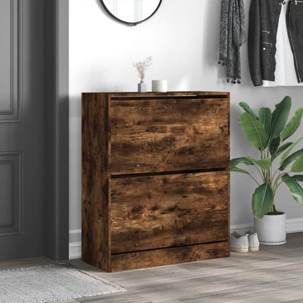 vidaXL Skoskap røkt eik 80x34x96,5 cm konstruert tre