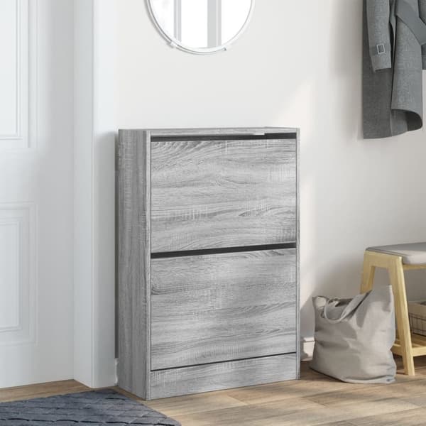 vidaXL Skoskap grå sonoma 60x21x87,5 cm konstruert tre