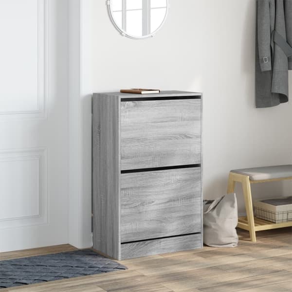 vidaXL Skoskap grå sonoma 60x34x96,5 cm konstruert tre