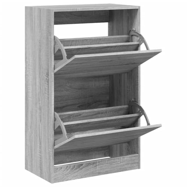 vidaXL Skoskap grå sonoma 60x34x96,5 cm konstruert tre