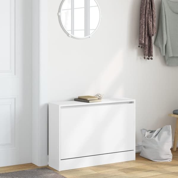 vidaXL Skoskap hvit 80x21x57 cm konstruert tre