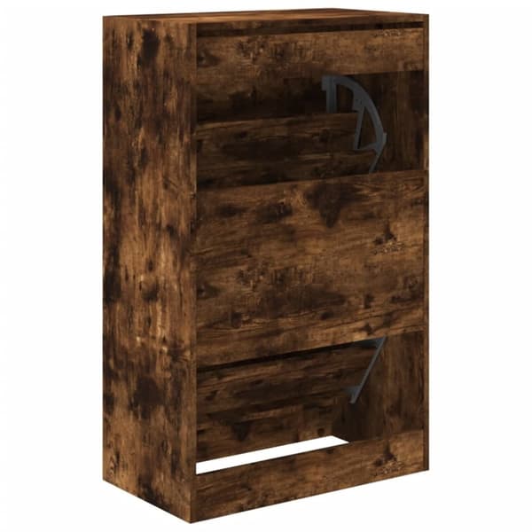 vidaXL Kenkäkaappi savutammi 60x34x96,5 cm tekninen puu