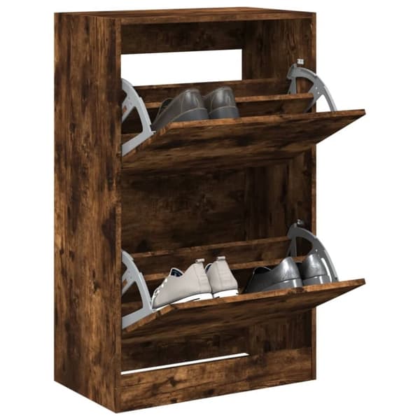 vidaXL Kenkäkaappi savutammi 60x34x96,5 cm tekninen puu