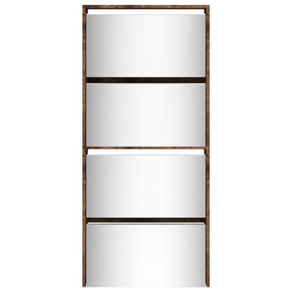 vidaXL Kenkäkaappi peilillä 4 tasoa savutammi 63x17x134 cm