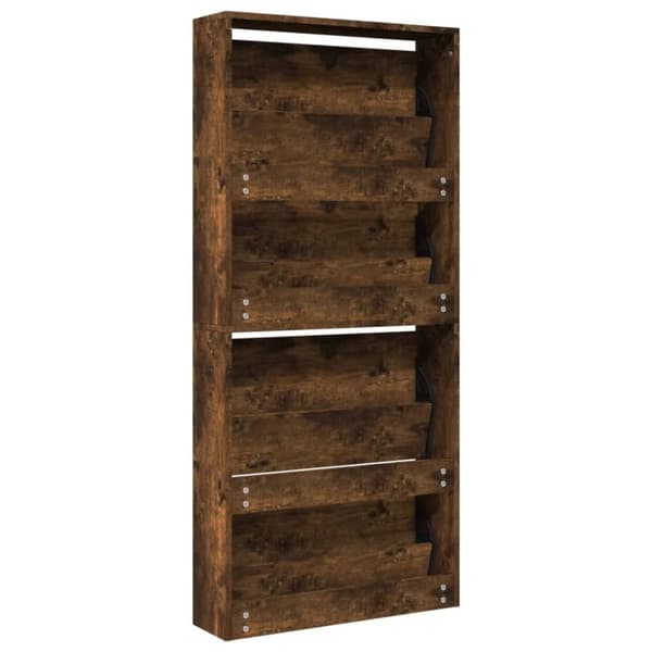 vidaXL Kenkäkaappi peilillä 4 tasoa savutammi 63x17x134 cm