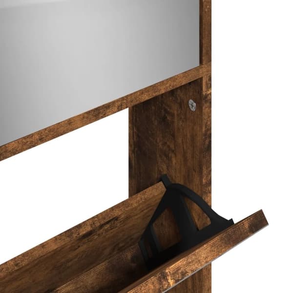 vidaXL Kenkäkaappi peilillä 4 tasoa savutammi 63x17x134 cm