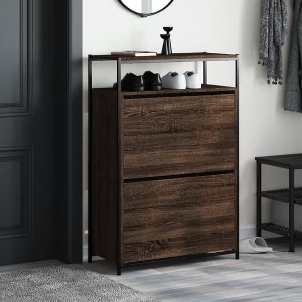 vidaXL Skoskap brun eik 75x34x112 cm konstruert tre