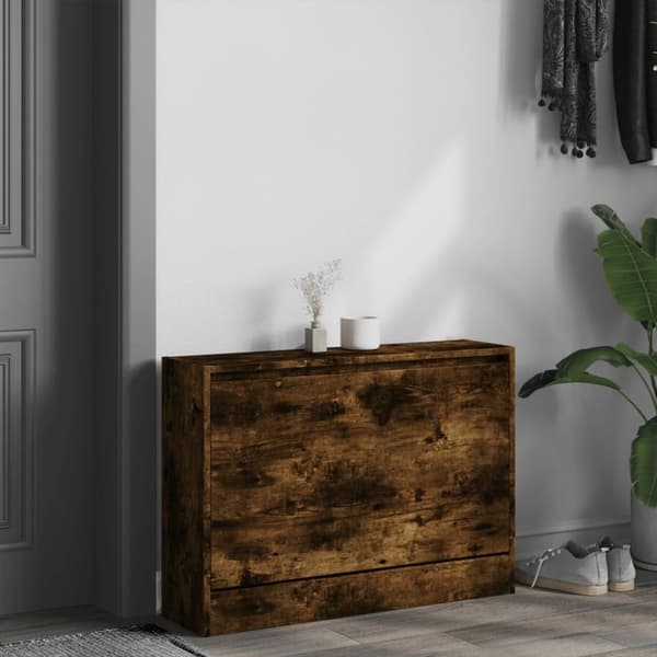 vidaXL Kenkäkaappi savutammi 80x21x57 cm tekninen puu