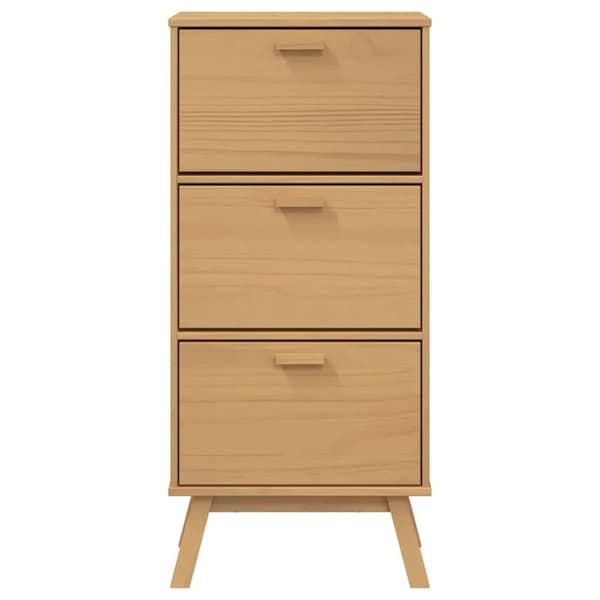 vidaXL skoskab OLDEN 55x35x120 cm massivt fyrretræ brun