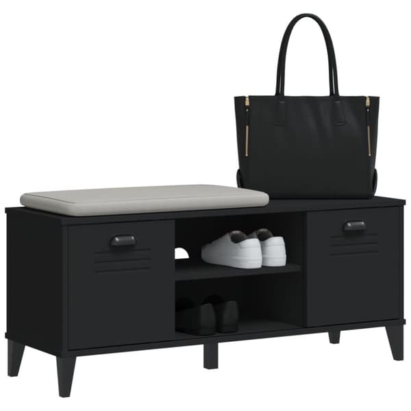 vidaXL Skobenk VIKEN svart 106x35x45 cm konstruert tre