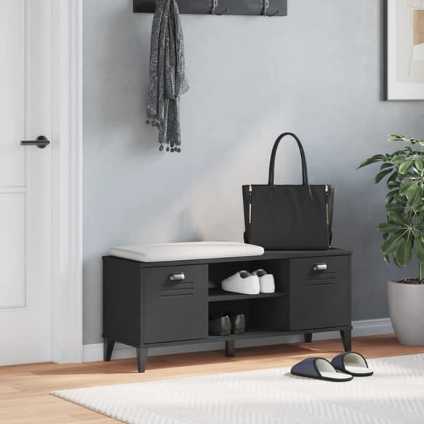 vidaXL Skobenk VIKEN svart 106x35x45 cm konstruert tre