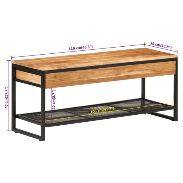 vidaXL Skobenk 110x35x45 cm heltre akasie og jern