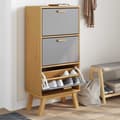 Miniatyrbillede 2 af 11: vidaXL skoskab OLDEN 55x35x120 cm massivt fyrretræ grå og brun