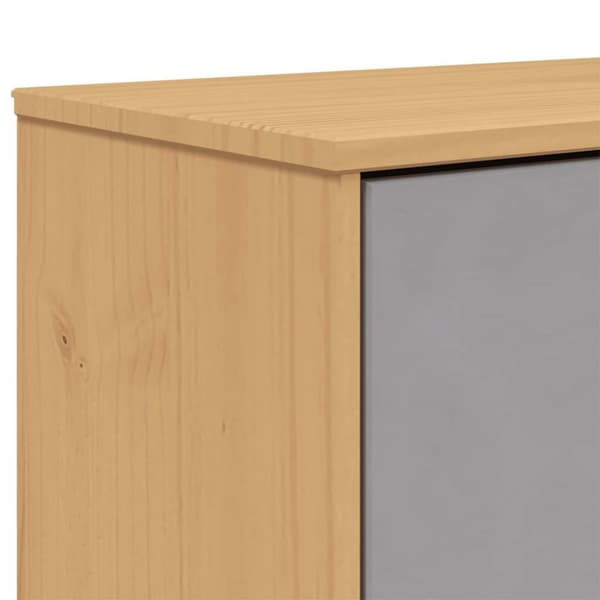 vidaXL Skoskåp OLDEN grå & brun 55x35x120 cm massiv furu