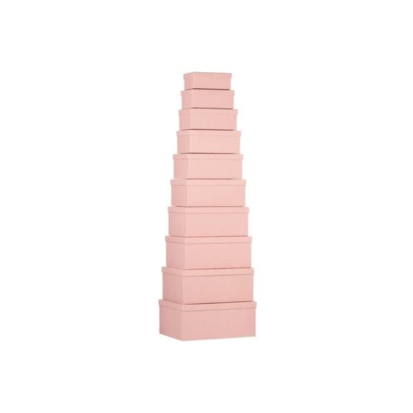 Sæt med stabelbare opbevaringskasser Pink Cardboard (2 stk.)