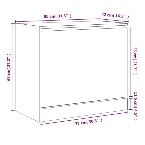 vidaXL Skoställ rökfärgad ek 80x42x69 cm konstruerat trä