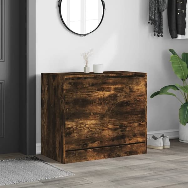 vidaXL Skoställ rökfärgad ek 80x42x69 cm konstruerat trä