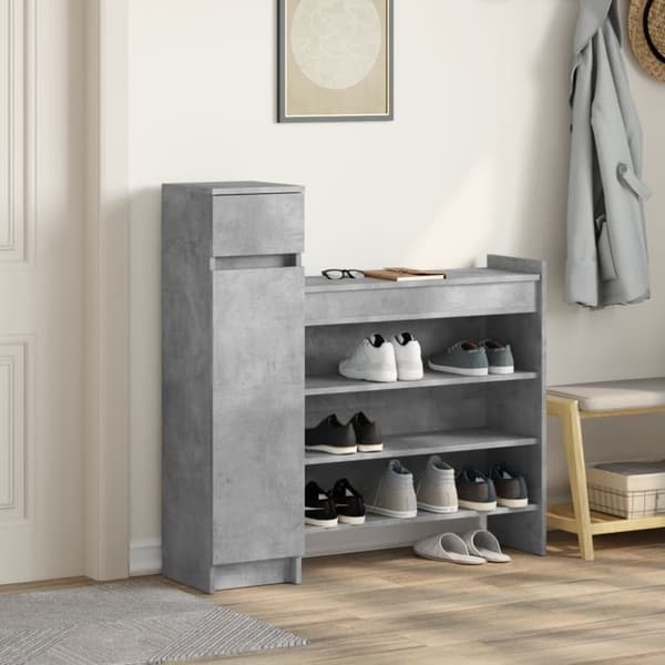 vidaXL Skohylle betonggrå 100,5x28x100 cm konstruert tre