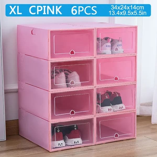 Skobox Organizer, Gennemsigtigt Design, Stablet Opbevaring, 34X24X14cm CPINK6