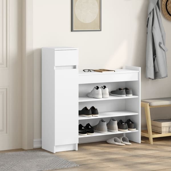vidaXL Skoskåp vit 100,5x28x100 cm konstruerat trä