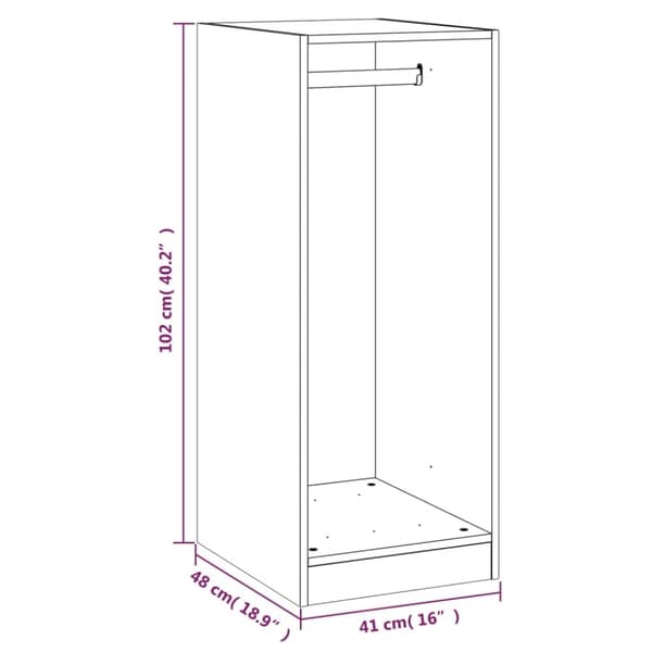 vidaXL Garderobe grå sonoma 48x41x102 cm konstruert tre