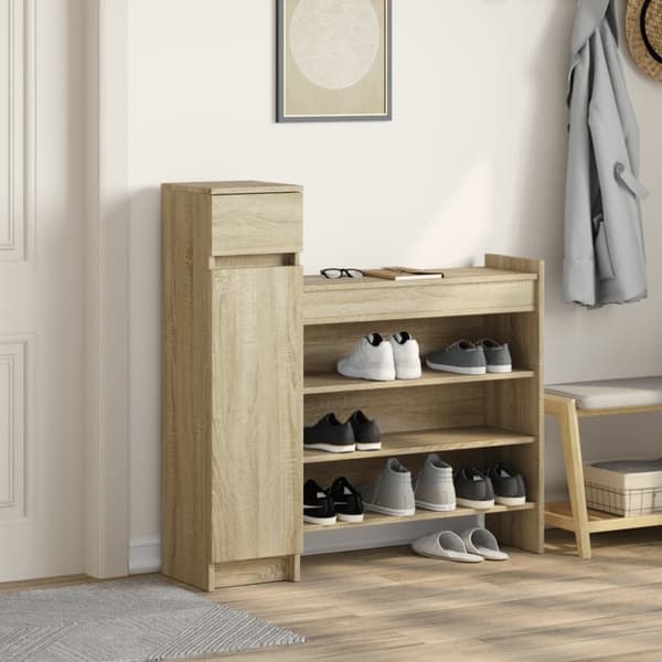 vidaXL Skoskåp sonoma-ek 100,5x28x100 cm konstruerat trä