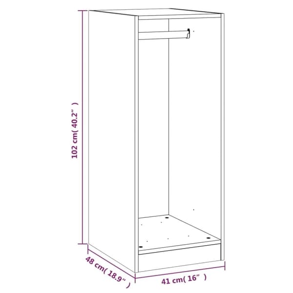 vidaXL Garderobe sonoma eik 48x41x102 cm konstruert tre