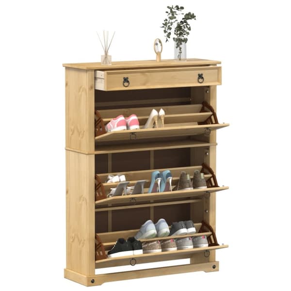 vidaXL skoskab Corona 99x32x138 cm massivt fyrretræ