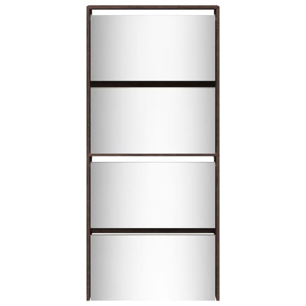 vidaXL Skoskap med speil 4 lag brun eik 63x17x134 cm