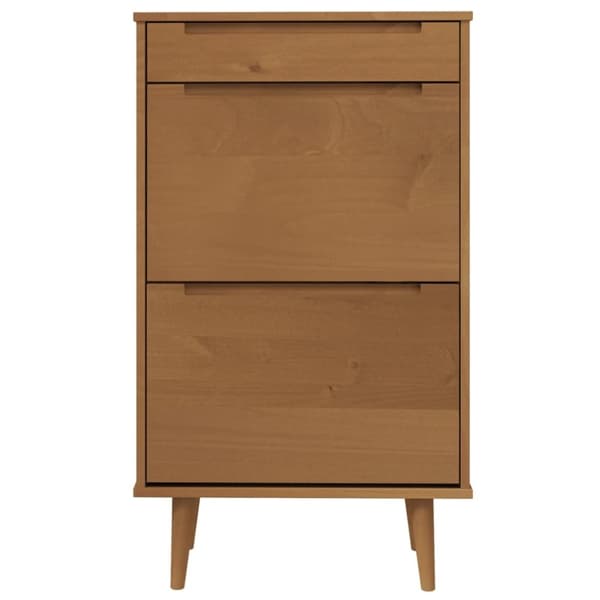 vidaXL skoskab MOLDE 59,5x35x103 cm massivt fyrretræ brun