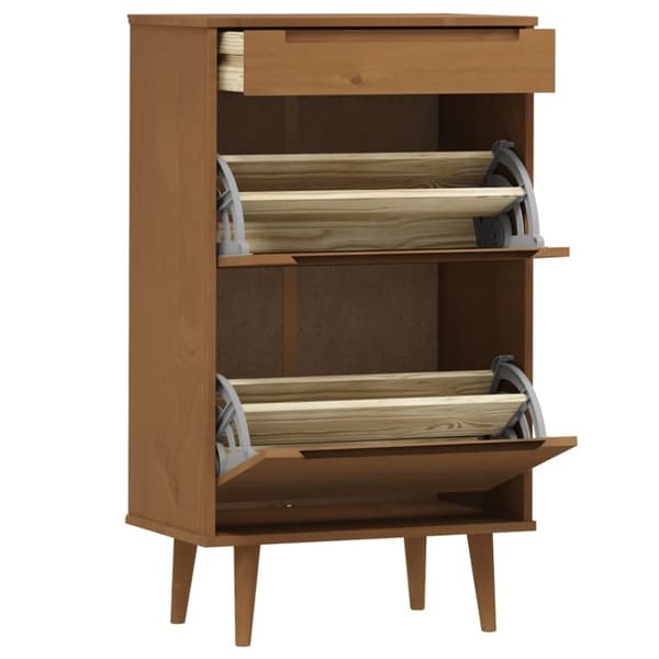 vidaXL skoskab MOLDE 59,5x35x103 cm massivt fyrretræ brun