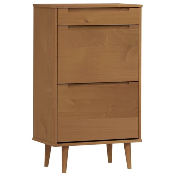 vidaXL skoskab MOLDE 59,5x35x103 cm massivt fyrretræ brun