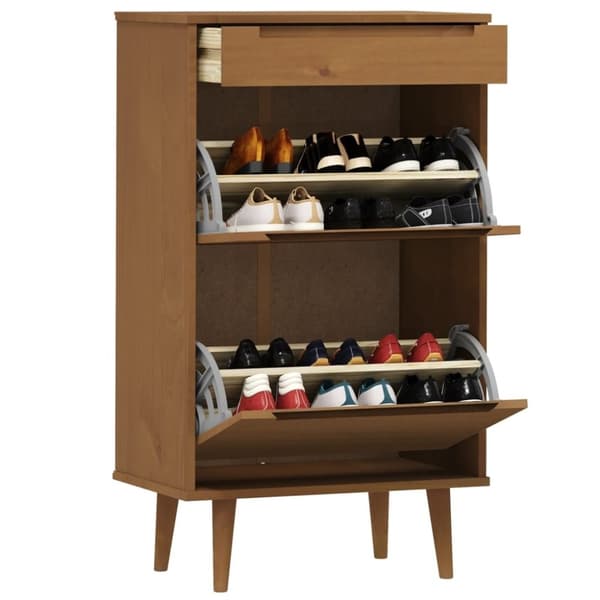 vidaXL Skoskap MOLDE brun 59,5x35x103 cm heltre furu