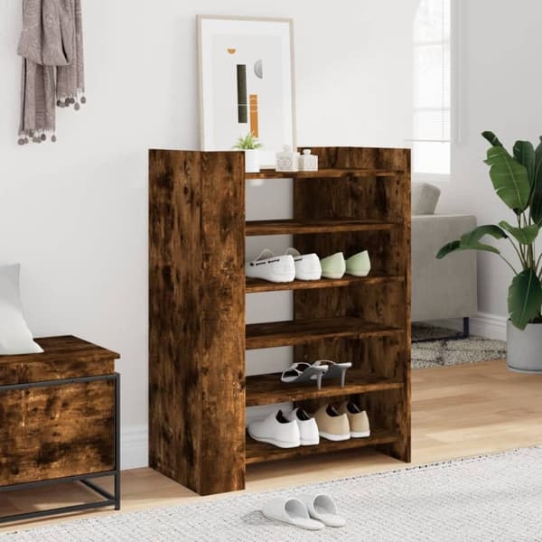 vidaXL skoreol 74,5x37,5x100 cm konstrueret træ røget egetræsfarve