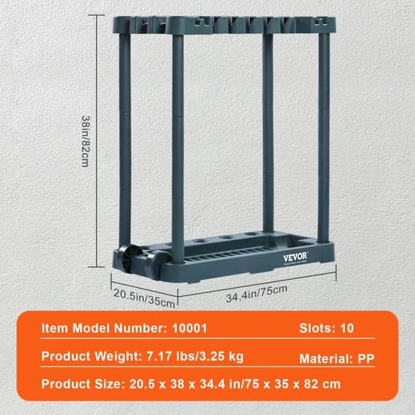 Haveredskabsorganisator, 10 Slots, Holdbart PP Materiale, Pladsbesparende Design,10 Pladser