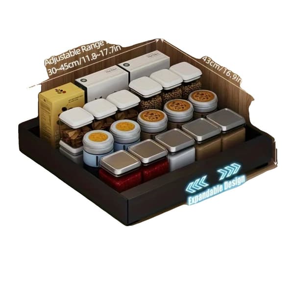 Under-sink organizer, skuffe med glidende funktion, justerbare hylder,Sort