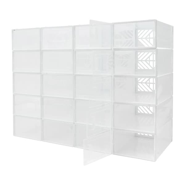 Skoopbevaringskasser, 20 rum, stabelbart design,M, HVID