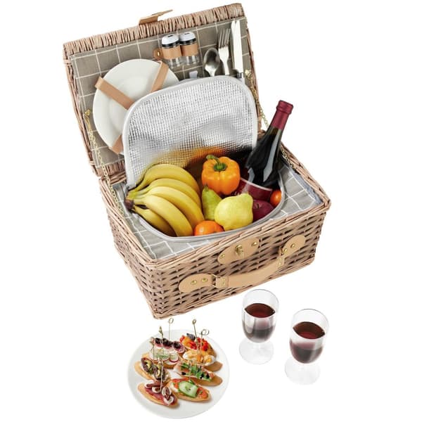 Picknickkorg Langeoog för 2 personer med kylfack och tillbehör - brun