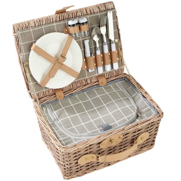 Picknickkorg Langeoog för 2 personer med kylfack och tillbehör - brun