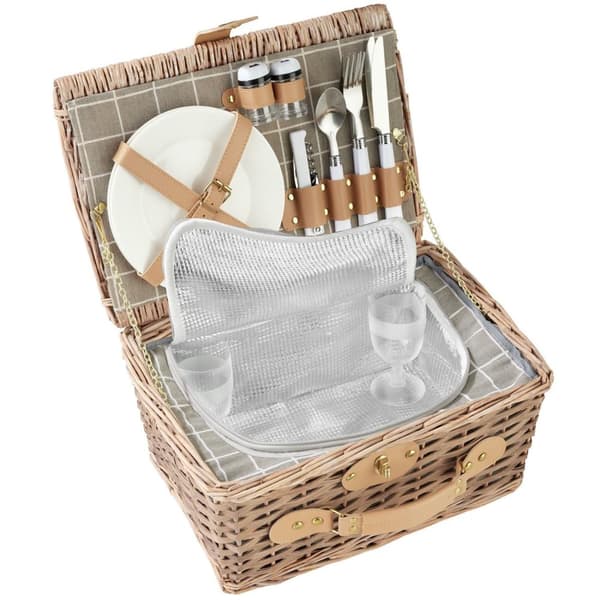 Picknickkorg Langeoog för 2 personer med kylfack och tillbehör - brun