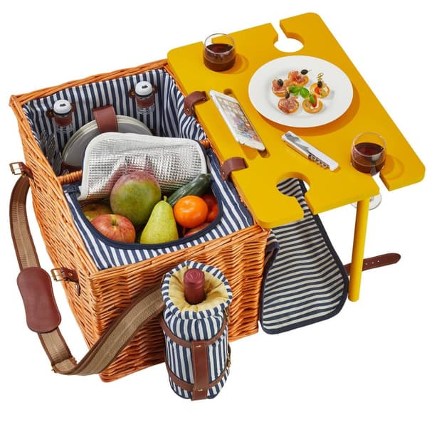 Picknickkorg Rügen med kylfack och tillbehör - brun