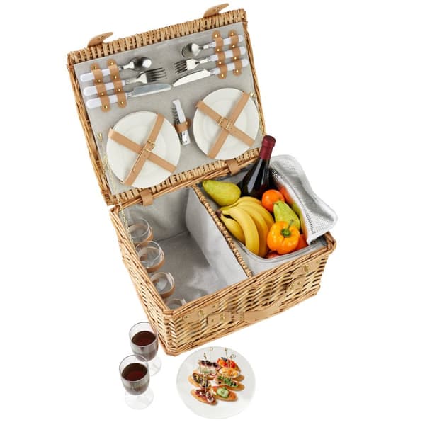 Picknickkorg Föhr för 4 personer med kylfack och tillbehör - brun