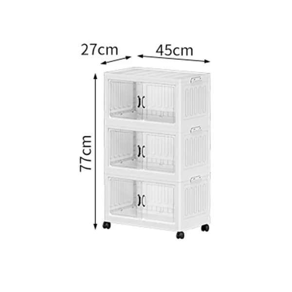 Foldbar Opbevaringsboks, Transparent Magnetdør, Holdbart PP Materiale,3-lags