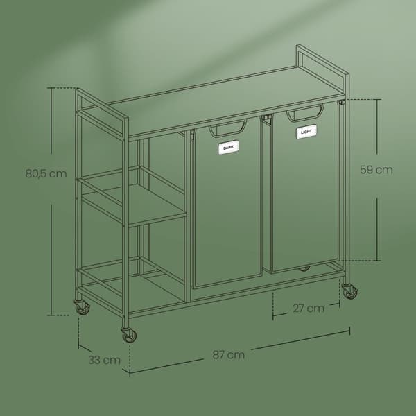 Pyykinkori, VASAGLE BLH311B02, 87x33x80.5 cm, ruskea-harmaa-valkoinen